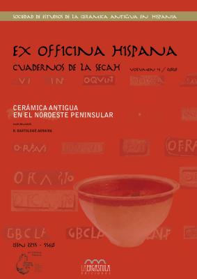 Portada de libro con diferentes piezas de ceramica en el que se puede leer como titulo ex officina hispana, cuadernos de la secah volumen 4 